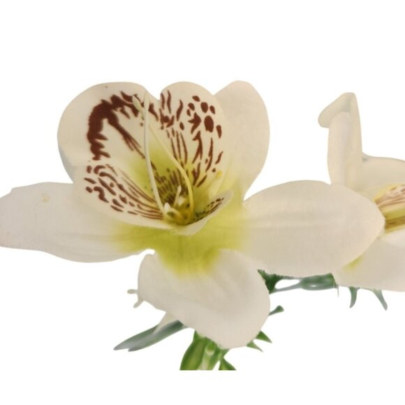 White Orchid Artificial Flowers with Greenery 6 Stem Bundle Faux Silk Wedding Fl - Picture 5 of 16